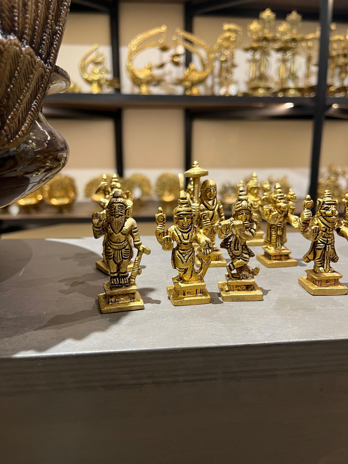 Brass Dashavatar Idol Set | Small Brass Deity Statues for Home Temple & Puja (4 Inches)