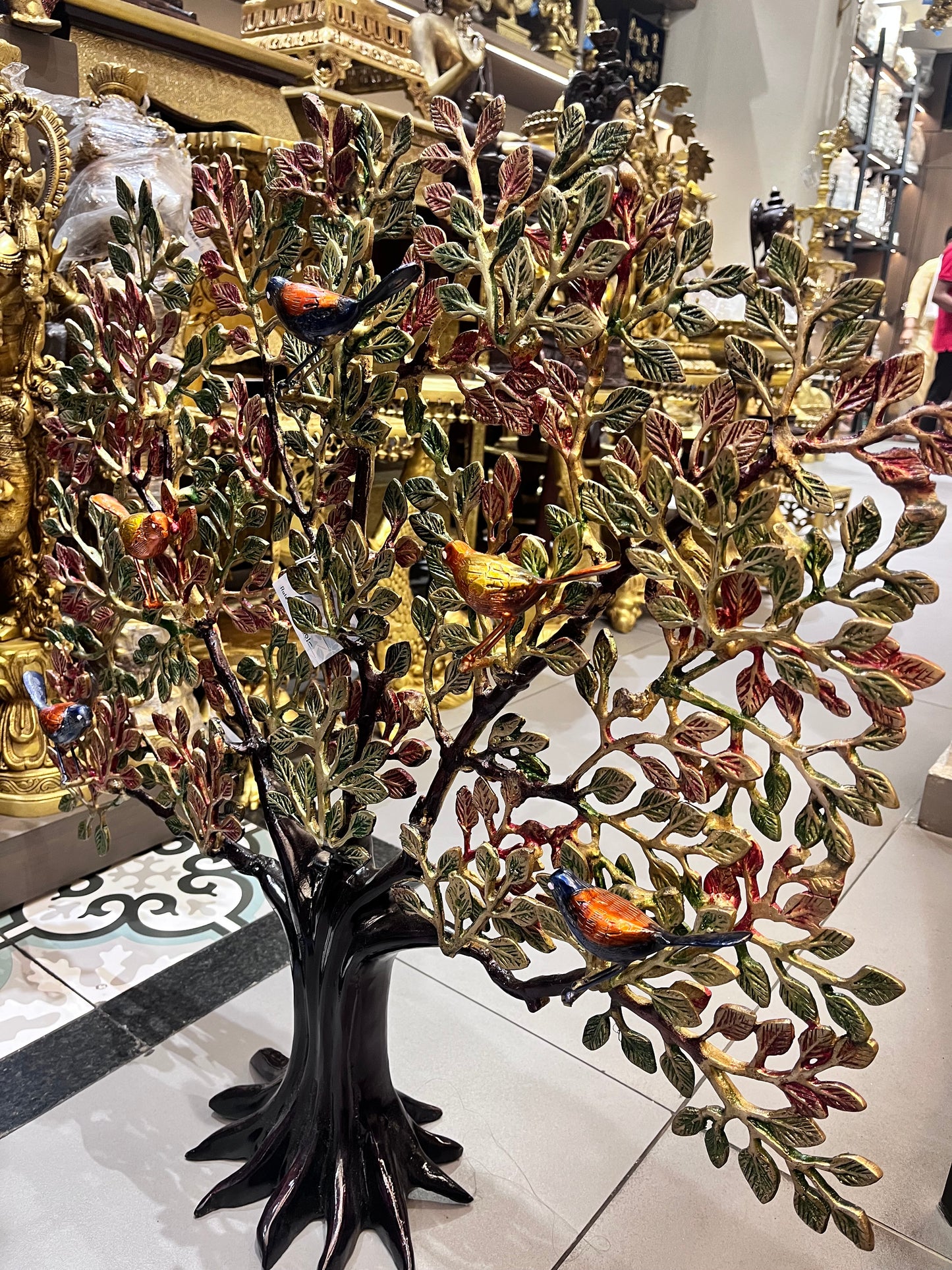 Brass Kalpavriksha Standing Tree (Colored Wall Hanging)