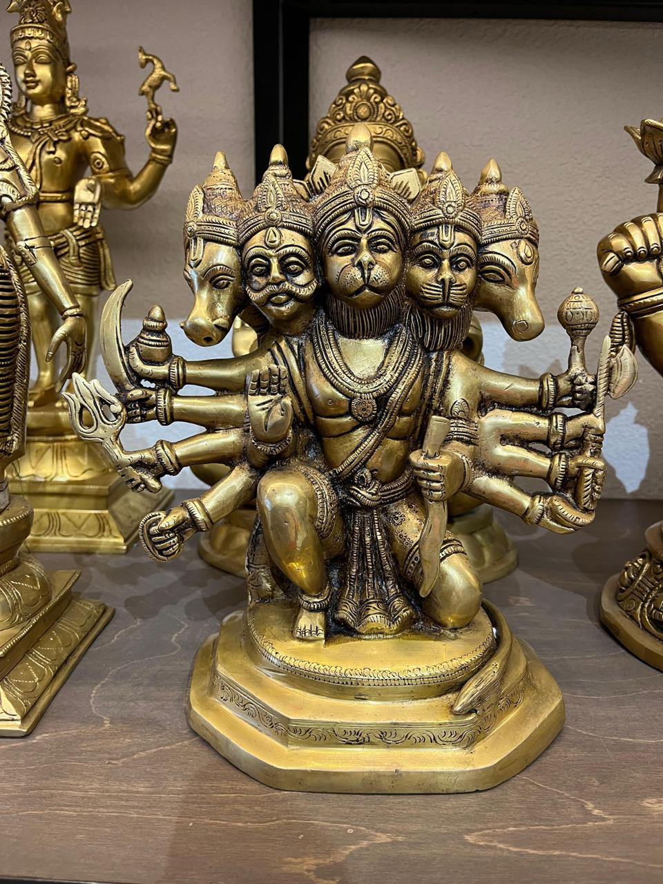 Panchamukhi Hanuman Brass Idol – Divine Protector (Height 11 Inches, Weight 6.8 Kg)