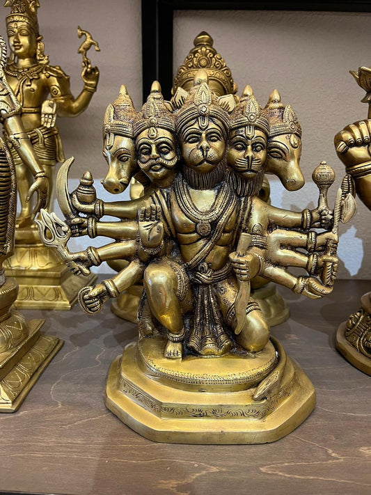 Panchamukhi Hanuman Brass Idol – Divine Protector (Height 11 Inches, Weight 6.8 Kg)