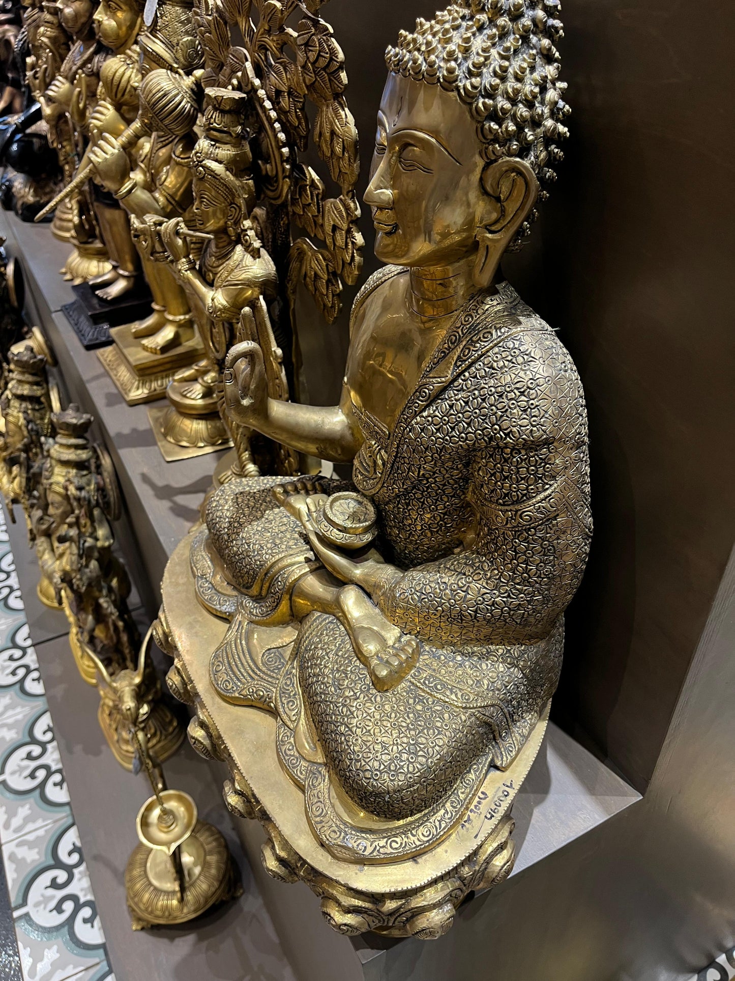 Brass Buddha Idol | Handcrafted Meditation Buddha Statue for Home & Office Decor (23 Inches)