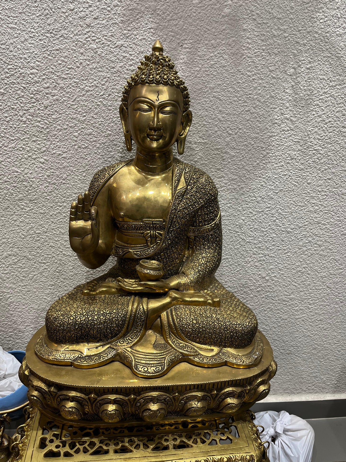 Brass Buddha Idol | Handcrafted Meditation Buddha Statue for Home & Office Decor (23 Inches)