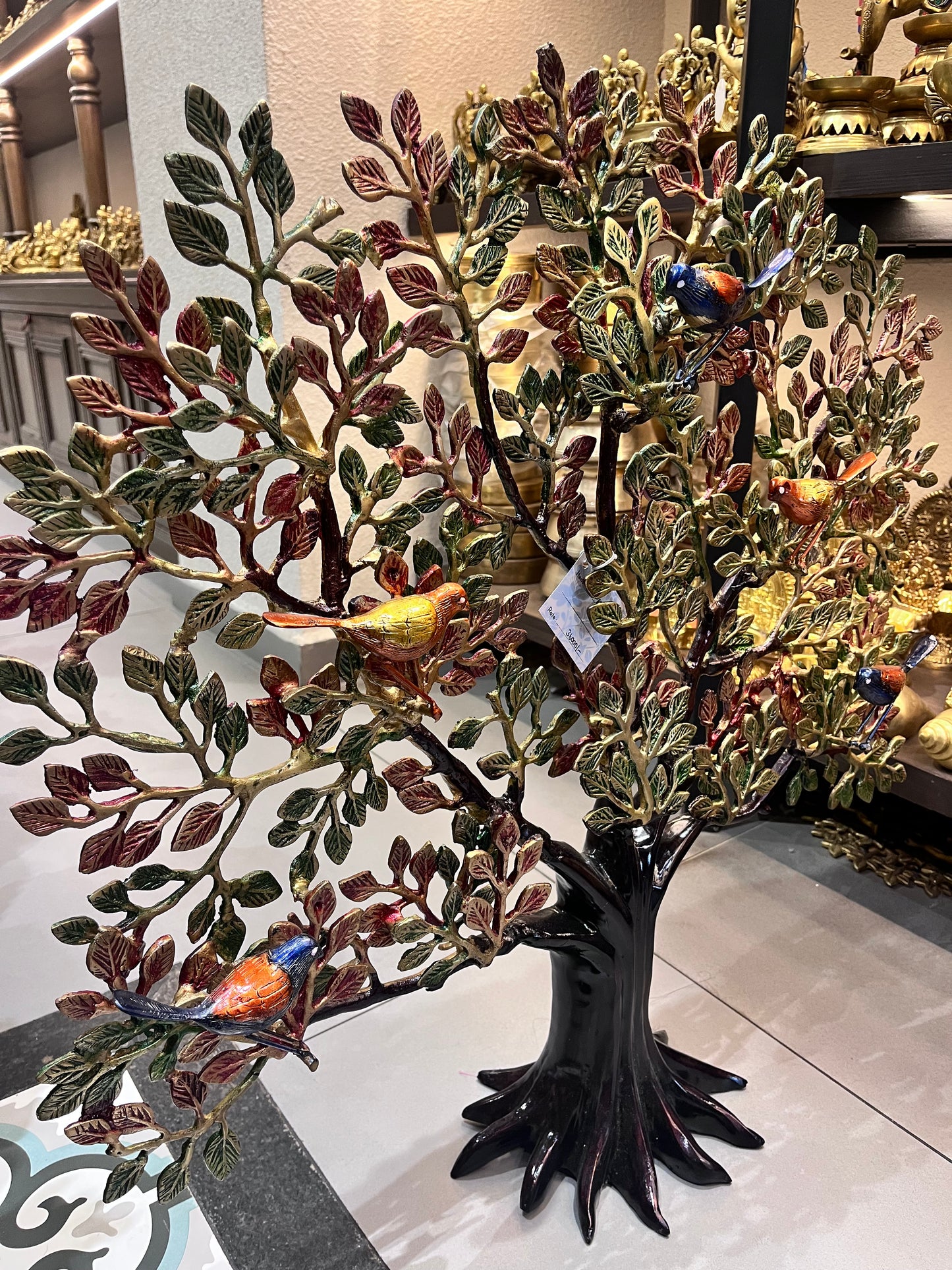 Brass Kalpavriksha Standing Tree (Colored Wall Hanging)