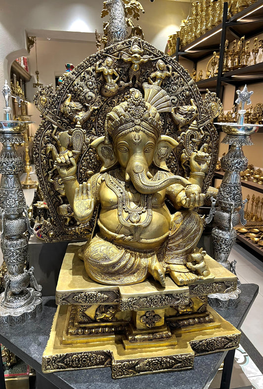 Brass Lord Ganesha Idol | Handcrafted Ganesh Statue for Home Temple & Vastu Decor