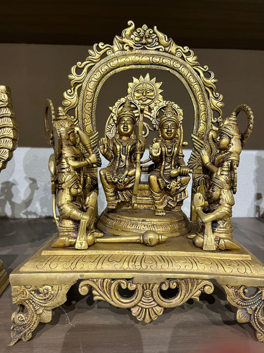 Brass Ram Darbar Idol | Lord Ram, Sita, Lakshman & Hanuman Statue for Home Temple
