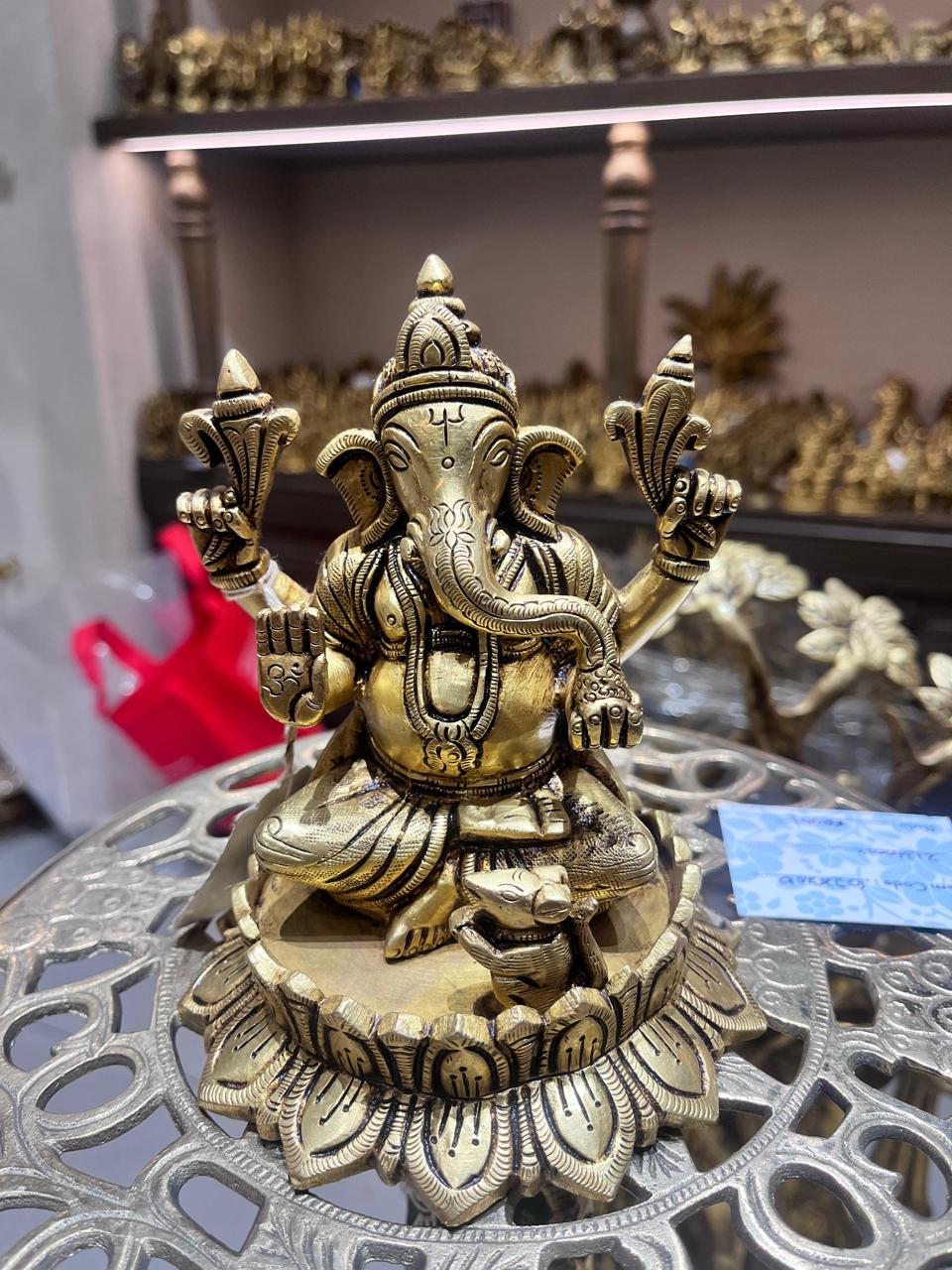 Lotus Base Brass Lord Ganesha