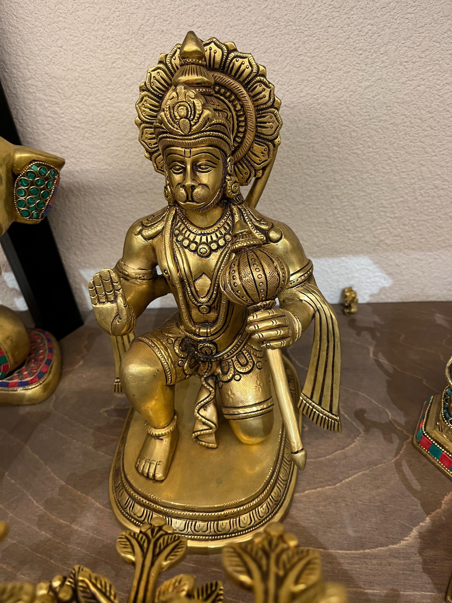 Brass Hanuman Idol in Kneeling Pose – Divine Strength & Devotion (Height 12 Inches, Weight 8 Kg)